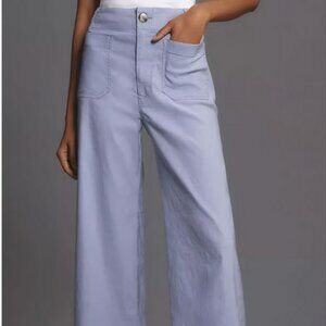 NWT Anthropologie Maeve The Colette Cropped Wide-Leg Pants Sz 28 Lavender